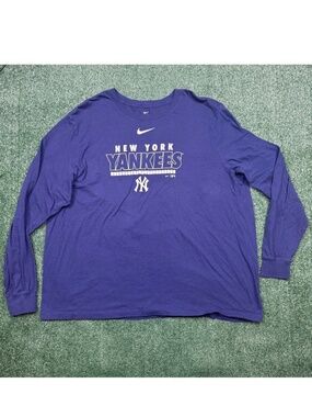 New York Yankees Men's Shirt Size 3XL Blue MLB Baseball Graphic Long Sleeve Nike